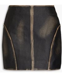 REMAIN Birger Christensen - Distressed Pebbled-leather Mini Skirt - Lyst