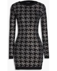 retroféte - Leanna Embellished Houndstooth Cotton And Cashmere-blend Mini Dress - Lyst