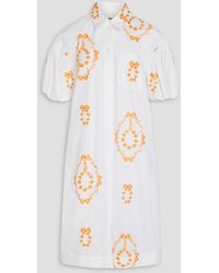 Simone Rocha - Embroidered Cotton-poplin Shirt Dress - Lyst