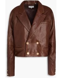 FRAME - Double-breasted Leather Blazer - Lyst