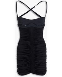 Mugler - Ruched Cutout Stretch-Jersey Mini Dress - Lyst