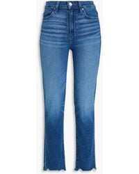 PAIGE - Cindy Frayed High-Rise Straight Leg Jeans - Lyst