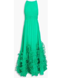 Badgley Mischka - Ruffled Chiffon And Tulle Gown - Lyst