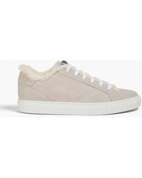 Brunello Cucinelli - Sneakers aus veloursleder mit shearling-futter und zierperlen - Lyst