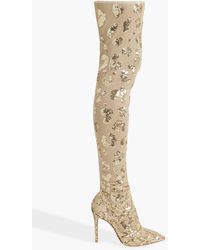 Gianvito Rossi - Sequin-embellished Stretch-tulle Over-the-knee Boots - Lyst