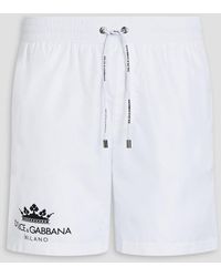 Dolce & Gabbana Wadenlange badeshorts mit logoprint - Weiß