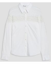RED Valentino - Point D'esprit, Crocheted Lace And Cotton-blend Poplin Shirt - Lyst