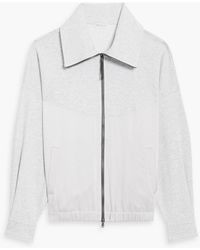 Brunello Cucinelli - Bead-embellished French Cotton-terry And Satin-crepe Zip-up Sweatshirt - Lyst