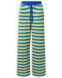 The Elder Statesman - Striped Open-Knit Cashmere Straight-Leg Pants - Lyst