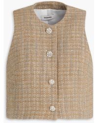 Sandro - Cropped Metallic Cotton-blend Tweed Top - Lyst