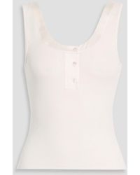FRAME - Silk Satin-Trimmed Ribbed Stretch-Modal Jersey Tank - Lyst