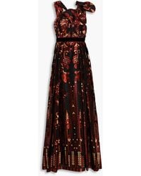 Zuhair Murad - Bow-embellished Metallic Silk-blend Fil Coupé Gown - Lyst