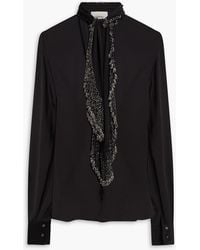 Isabel Marant - Bead-Embellished Silk Crepe De Chine Blouse - Lyst