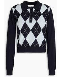 FRAME - Argyle Wool-blend Polo Sweater - Lyst