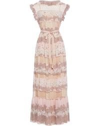 RED Valentino - Point D'esprit-paneled Floral-print Georgette Maxi Dress - Lyst