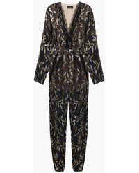 Dundas Pleated Metallic Fil Coupé Silk-blend Georgette Jumpsuit - Black