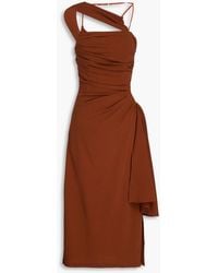 Jacquemus - Cutout Draped Wool-blend Crepe Midi Dress - Lyst
