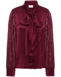 Cami NYC Camberlyn Pussy-bow Lace-paneled Silk-satin Blouse - Multicolour