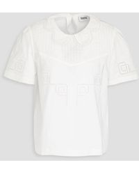 Claudie Pierlot - Lattice-trimmed Pintucked Cotton-poplin Shirt - Lyst