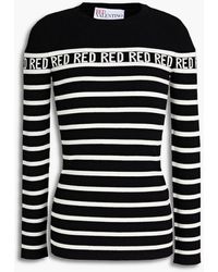 RED Valentino - Ribbed Striped Intarsia-knit Sweater - Lyst