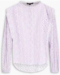 Maje - Striped Broderie Anglaise Cotton Blouse - Lyst