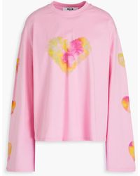 MSGM - Embroidered Printed Cotton-jersey Top - Lyst