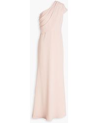 Badgley Mischka - Off-the-shoulder Draped Crepe Gown - Lyst