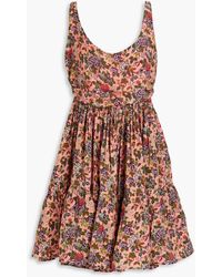 byTiMo - Gathered Floral-print Crepe De Chine Mini Dress - Lyst