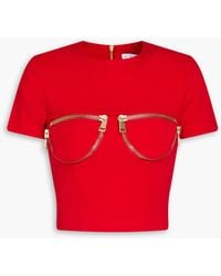 Area - Cropped Zip-Detailed Cady Top - Lyst