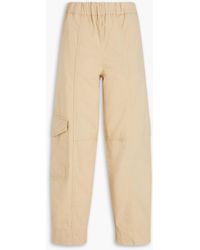 Ganni - Stretch-cotton Tapered Pants - Lyst