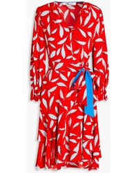 Diane von Furstenberg - Delucca Ruffled Floral-print Crepe De Chine Dress - Lyst