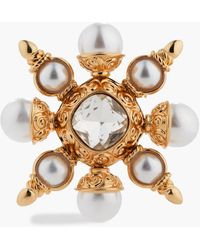 Kenneth Jay Lane - Gold-plated, Faux Pearl And Crystal Brooch - Lyst