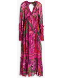 FARM Rio - Verziertes maxikleid aus crêpe mit print und cut-outs - Lyst