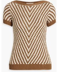 Max Mara - Striped Crochet-knit Linen, Cotton And Silk-blend Sweater - Lyst