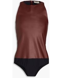 LAPOINTE - Stretch-jersey Paneled Faux Leather Bodysuit - Lyst