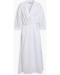 Sandro - Cutout Pleated Ramie Midi Dress - Lyst