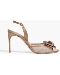 Malone Souliers - Maera 90 Bow-detailed Satin And Mesh Slingback Sandals - Lyst