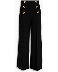 Moschino - Button-embellished Crepe Wide-leg Pants - Lyst
