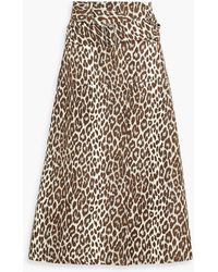 Jil Sander - Leopard-print Cotton-blend Poplin Midi Skirt - Lyst
