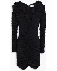 Magda Butrym - Floral-Appliquéd Ruched Stretch-Jersey Mini Dress - Lyst