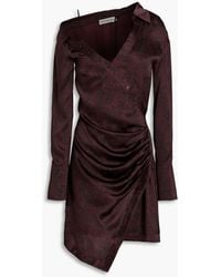 Nicholas - Eliana Wrap-effect Snake-print Silk Satin-crepe Mini Shirt Dress - Lyst