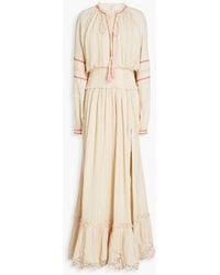 Hemant & Nandita - Suri Shirred Cotton-gauze Maxi Dress - Lyst