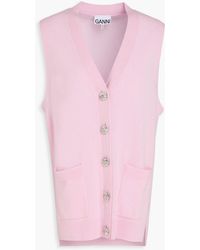 Ganni - Merino Wool And Cashmere-blend Cardigan - Lyst