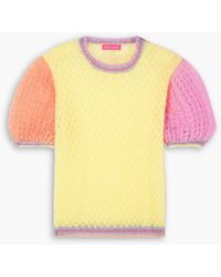 Rose Carmine - Color-block Open-knit Mohair-blend Sweater - Lyst