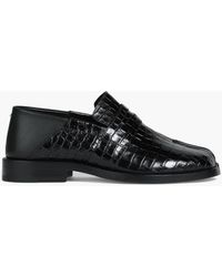Maison Margiela Tabi Croc-effect Leather Split-toe Loafers - Black