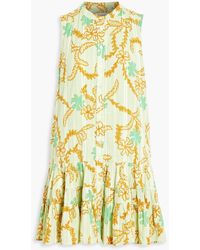 Joie - Alaga Tiered Floral-print Cotton-jacquard Mini Dress - Lyst