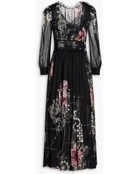 Alberta Ferretti - Ruffled Printed Silk-chiffon Midi Dress - Lyst