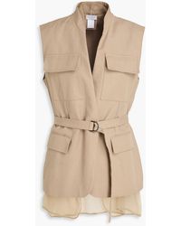 Brunello Cucinelli - Belted Cotton And Linen-Blend Twill Vest - Lyst