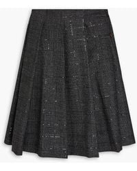Brunello Cucinelli - Pleated Checked Wool-blend Mini Skirt - Lyst