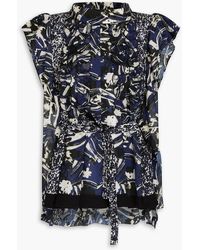 3.1 Phillip Lim - Pleated Printed Silk-Seersucker Blouse - Lyst
